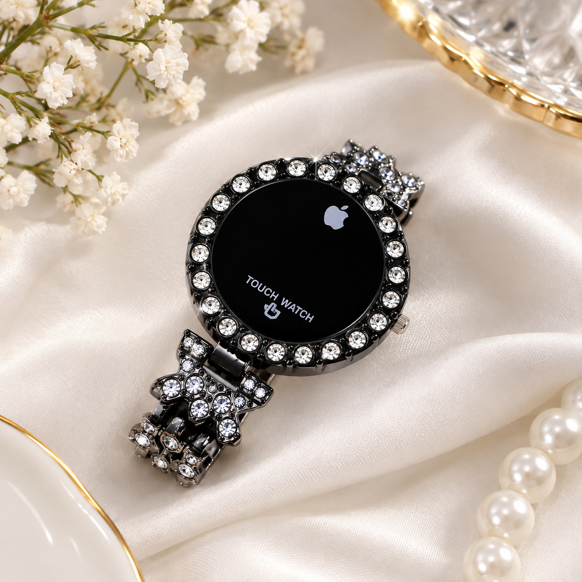 Elegant  Touch Screen Smart Watch for Women – Rhinestone Bracelet Watch